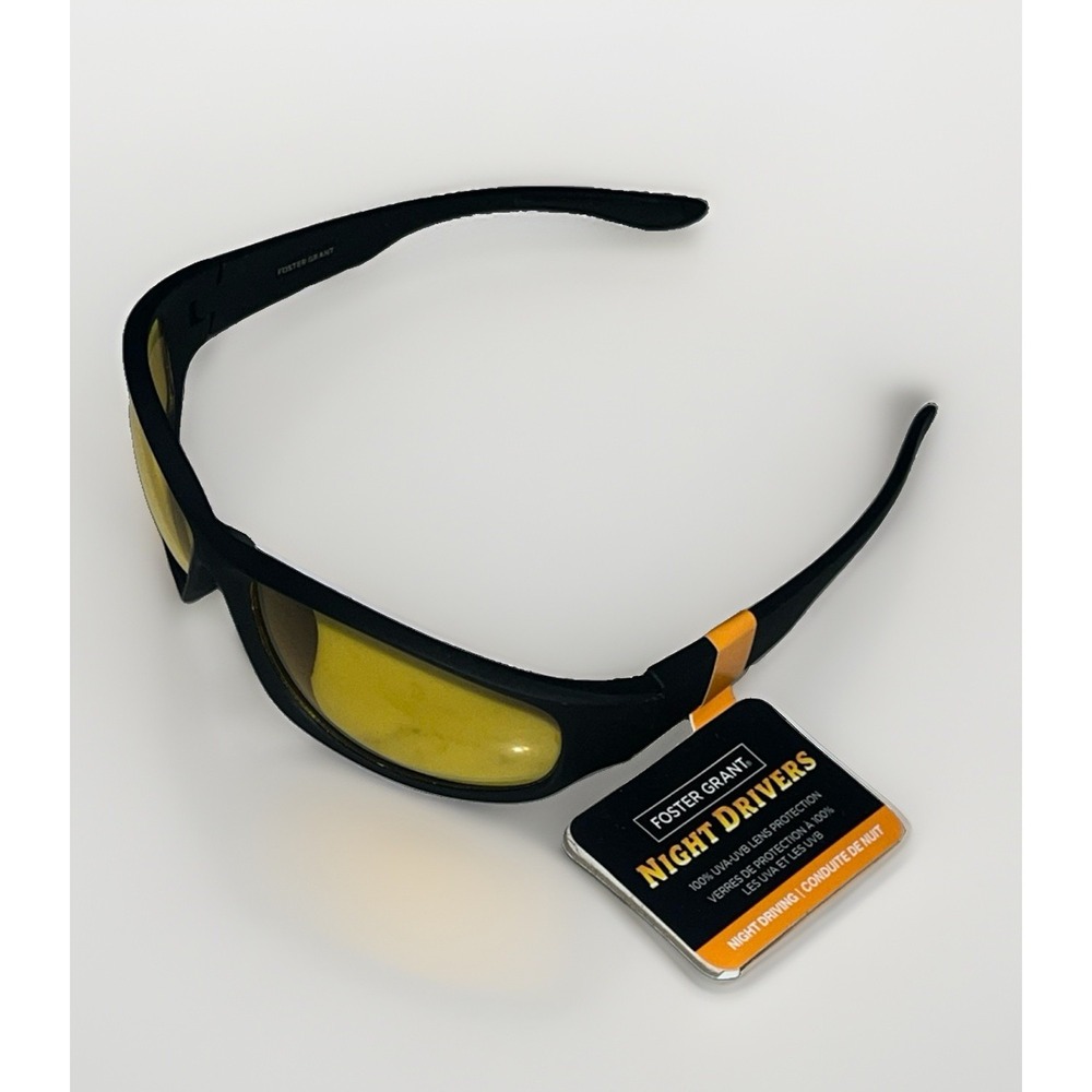 NEW Foster Grant NIGHT DRIVERS Glasses Black Wrap FAST LANE